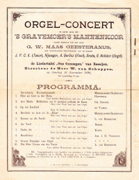 Aankondiging Orgel-Concert (1890-11-16) onder diectie van Godert Willem MG (1862-1916)